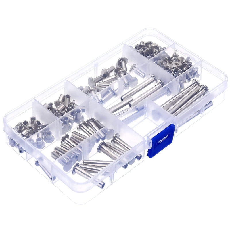 Pangda 80 Set Chicago Binding Screw Assorted Kit Metal Round Cross Head Stud Screw Post Nail Rivet Chicago Button for DIY Leather Decoration Bookbinding (5 x 5, 8, 12, 18, 25, 35, 45, Silver) 5 x 5, 8, 12, 18, 25, 35, 45 - NewNest Australia