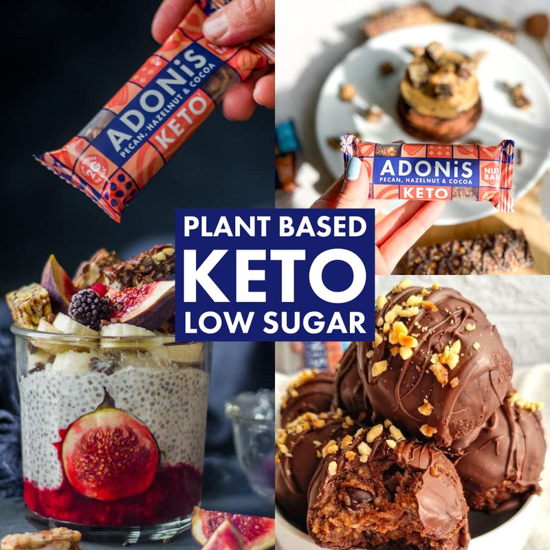 Adonis Keto Bars Mixed Box | Flavours of Nut Bars | Vegan & Keto-Friendly | 100% Natural | Low Sugar, Calorie & Carb for Weight Loss | Ideal for Breakfast (Pecan, Hazelnut & Cocoa) Pecan, Hazelnut & Cocoa - NewNest Australia