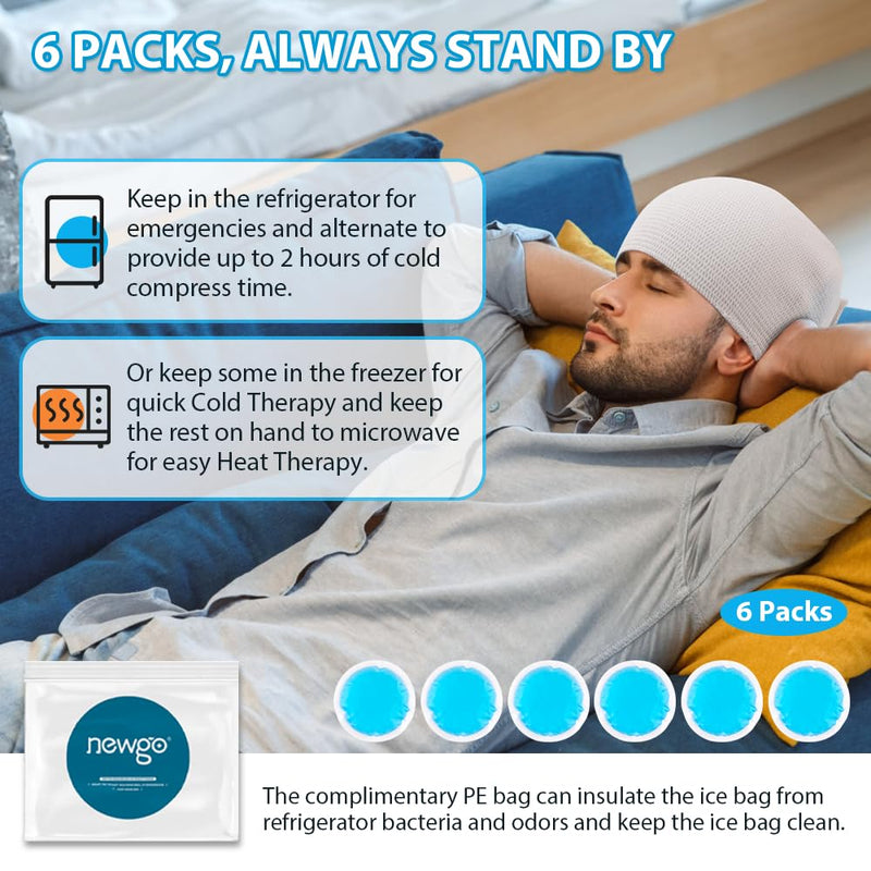 NEWGO Ice Packs for Injuries Reusable, Hot Cold Therapy Small Gel Ice Pack for Eyes After Surgery, Wisdom Teeth, Migraine, Headaches, Bruises, Bumps, Swelling (6PCS) Blue 6PCS - NewNest Australia
