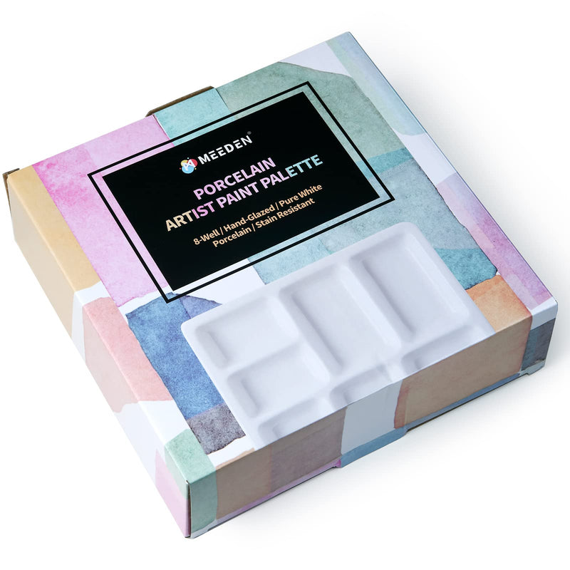 MEEDEN 8-Well Ceramic Artist Paint Palette, Square Porcelain Watercolor Palette, White Ceramic Mixing Tray for Gouache Painting, Oil Painting, Acrylic Painting & Tempera Painting, 7"× 7"× 0.9" - NewNest Australia