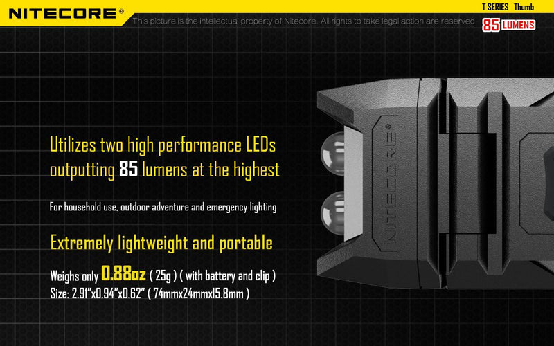 Nitecore Thumb 85 Lumens USB Rechargeable White & Red LED Keychain Light - Tiltable Work Light with Clip and a LumenTac USB Charging Cable - NewNest Australia