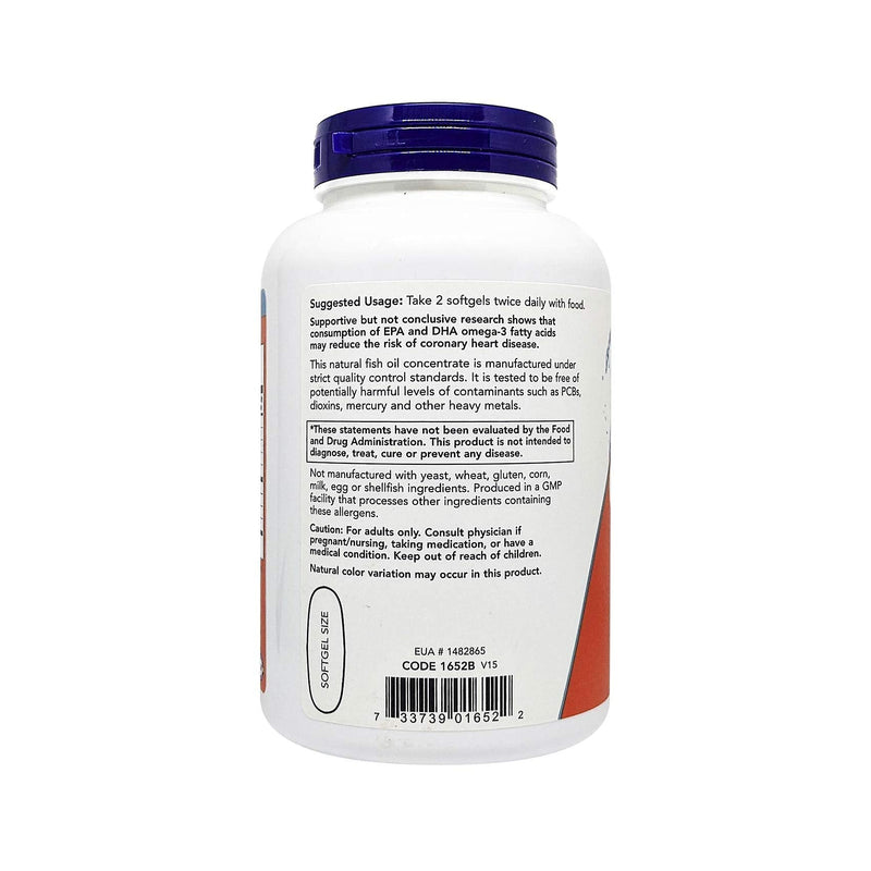 Now Supplements Omega-3 180 EPA / 120 DHA, Molecularly Distilled, Cardiovascular Support*, 200 Softgels (1652) - NewNest Australia