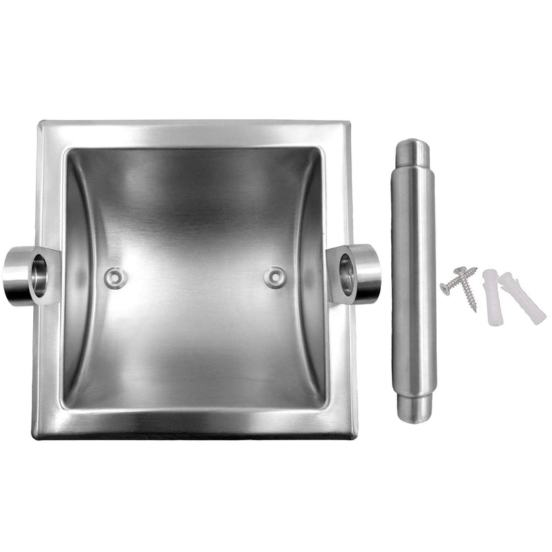 M2cbridge 18/8 Stainless Steel Hotel Style Brushed Nickel Recessed Bathroom Toilet Paper Holder with Rear Mounting Bracket for Wooden/Cement Wall Brushed Nickel Polishing Finish - NewNest Australia