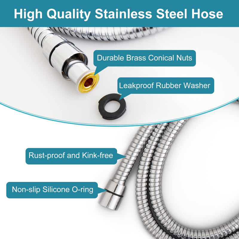 JDO Shower Head with Handheld, High Pressure Handheld Shower Head 6 Spray Settings - 4.7" Chrome Finish High Flow Hand Held Showerhead Set with Stainless Steel Hose and Adjustable Bracket (Chrome) - NewNest Australia