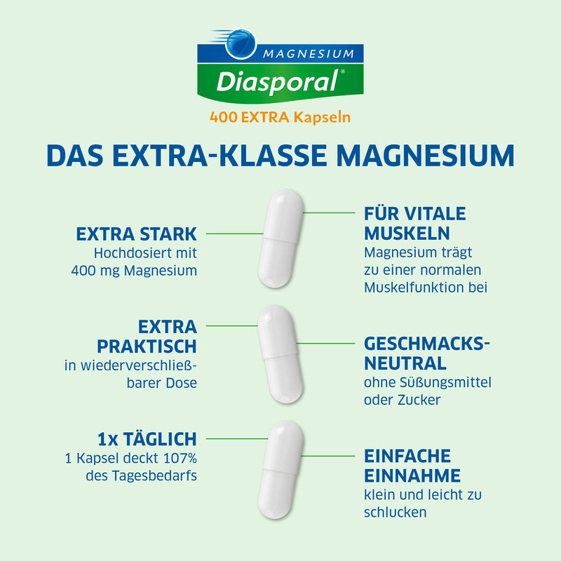 Magnesium Diasporal 400 EXTRA capsules: The magnesium of the EXTRA CLASS with 400 mg magnesium per capsule, 100 pieces 100 pieces (pack of 1) - NewNest Australia