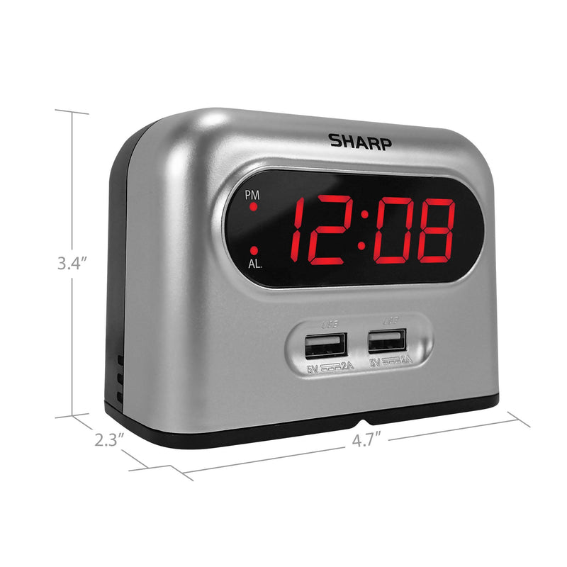 NewNest Australia - Sharp Digital Alarm Clock with 2 Ultra Fast Charging USB Quick Charge Ports - Twice as Fast as Conventional USB Chargers - Battery Back-up - Easy to Use 