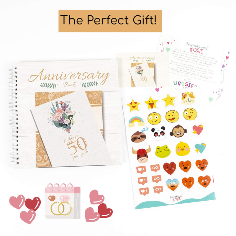 Unconditional ROSIE Wedding Anniversary Book - A Hardcover Journal to Document Wedding Anniversaries from The 1st to The 50th Year - Wedding Gifts for Bride and Groom - Wedding Planner Book - NewNest Australia