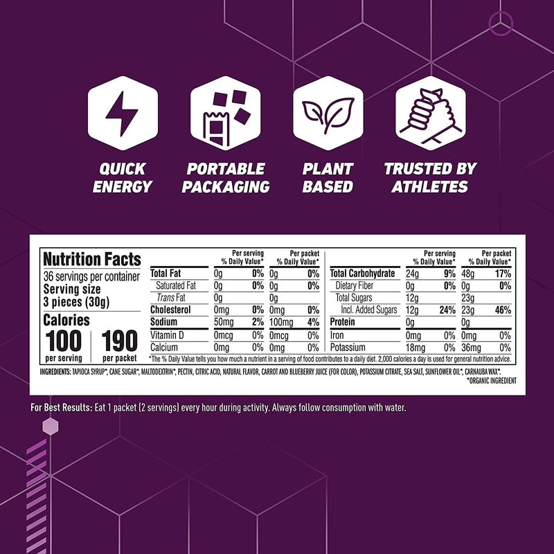 CLIF BLOKS - Energy Chews - Mountain Berry - Non-GMO - Plant Based Food - Fast Fuel for Cycling and Running -Workout Snack(2.1 Ounce Packet, 3 Count) - NewNest Australia