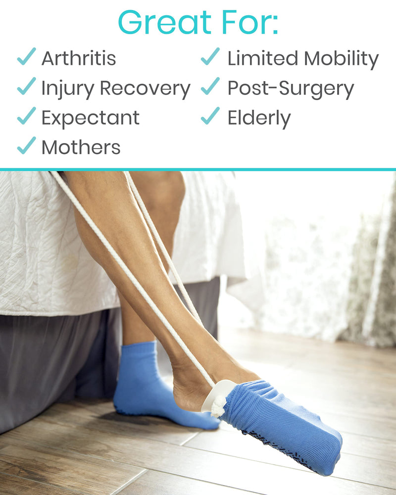 Vive Sock Aid - Easy On and Off Stocking Slider - Donner Pulling Assist Device - Sock Helper Aide Tool - Puller for Elderly, Senior, Pregnant, Diabetics - Pull Up Assistance Help 1 Count (Pack of 1) - NewNest Australia