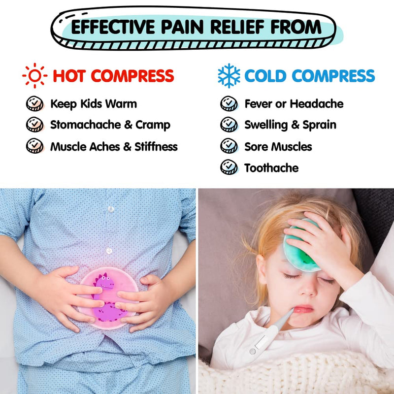 Hilph®Kids Ice Pack for Boo Boos, 3 Pack Gel Ice Pack for Children's Injuries, Swelling, Fever, Wisdom Teeth, First Aid - 4.52"x4.52" A-3 Dinosaurs - NewNest Australia
