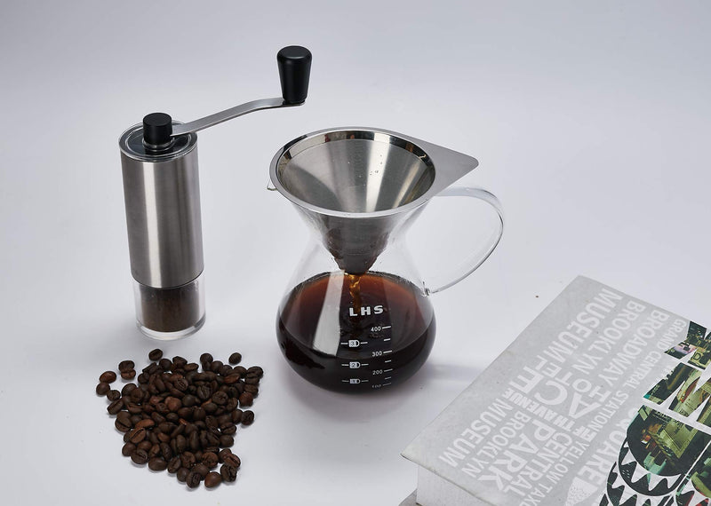 NewNest Australia - Manual Coffee Grinder with Adjustable Ceramic Conical Burr Brushed Stainless Steel Hand Crank Mill for Drip Coffee, Espresso, French Press, Turkish Brew 