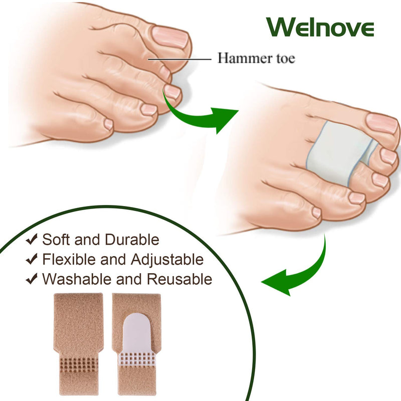 Welnove 10Pcs Hammer Toe Corrector, Hammer Toe Separator Splints, Hammer Toe Straightener Bandages, Cushioned Fabric Toe Wraps for Correcting Hammer Toes, Crooked Toes and Overlapping Toes - NewNest Australia
