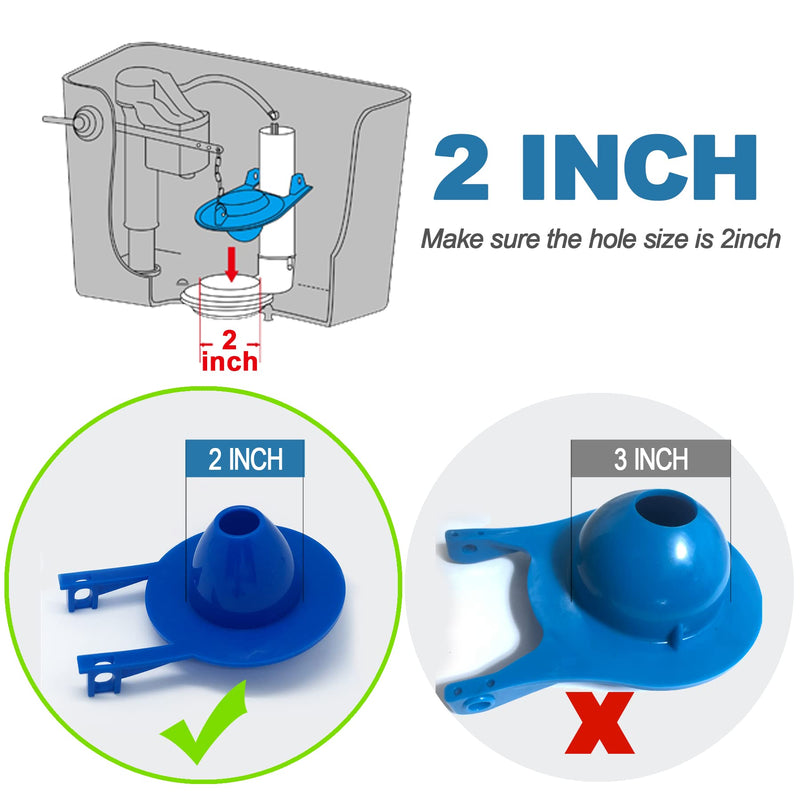 Toilet Flapper Replacement kit 2 Inch Universal Toilet Tank Flapper Stopper Flap Rubber Plug for American Standard, Kohler, Gerber Toilet with 2'' Flush Valve, Easy to Install Stainless Chain (2 PC) Blue Toilet Flapper - NewNest Australia