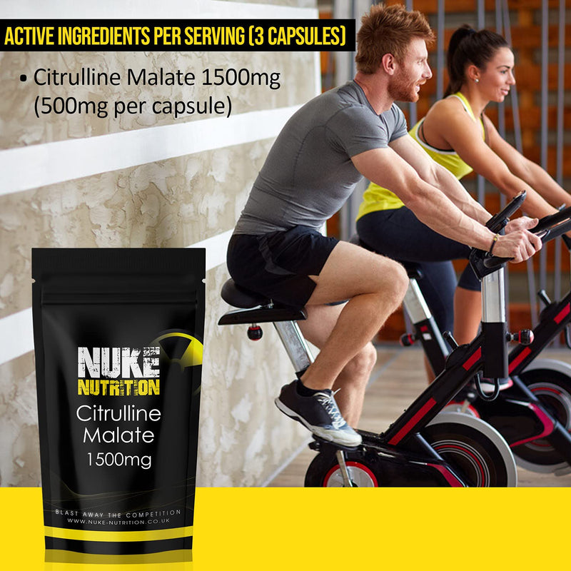 Nuke Nutrition L Citrulline Malate Capsules | 120 Capsules | High Strength 1500mg Dose Supplement | Boost Circulation, Performance & Muscle Recovery | 100% Natural, Preservative & Filler Free | Vegan 120 Count (Pack of 1) - NewNest Australia