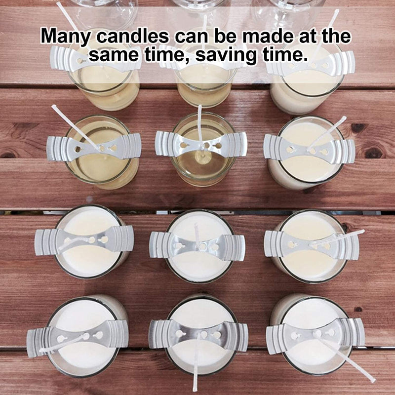 DINGPAI 20pcs Metal Candle Wick Centering Devices, Silver Stainless Steel Candle Wick Holder for Candle Making 20 - NewNest Australia