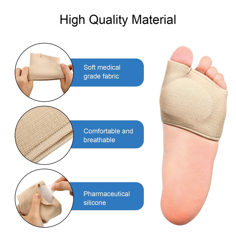 Metatarsal Pads, Metatarsal Pads, Forefoot Pads with Gel Pads, Half Sock for Metatarsal Relief, Foot Pain (Pack of 2, Beige) - NewNest Australia