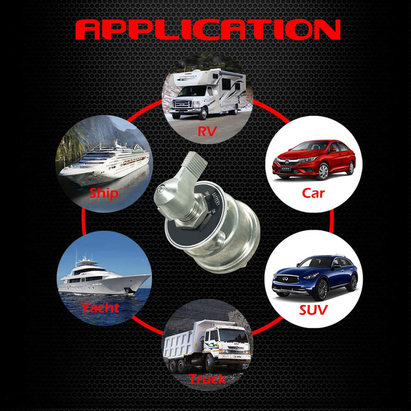 Ampper 12-24 V Master Battery Disconnect Switch, Battery Power Cut Isolator Killer for Car, Vehicle, RV and Boat (Aluminium Housing, On/Off) - NewNest Australia