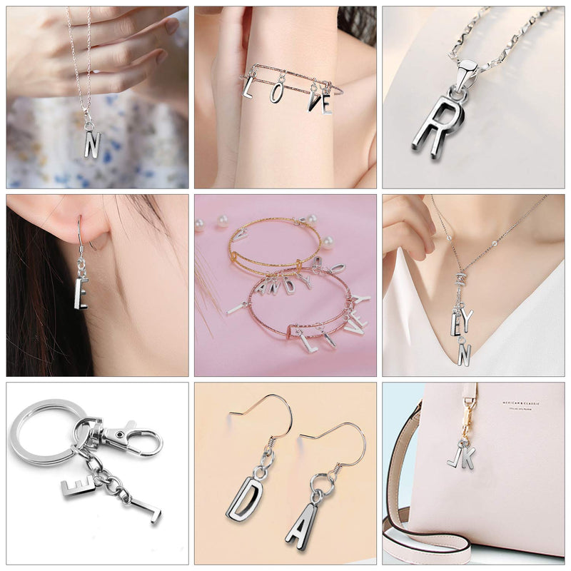 SANNIX 156Pcs/6 Sets Alphabet ABC Letter Charms Capital A-Z Charms DIY Bracelet Necklace Pendants with 200Pcs Open Jump Rings for Jewelry Making - NewNest Australia