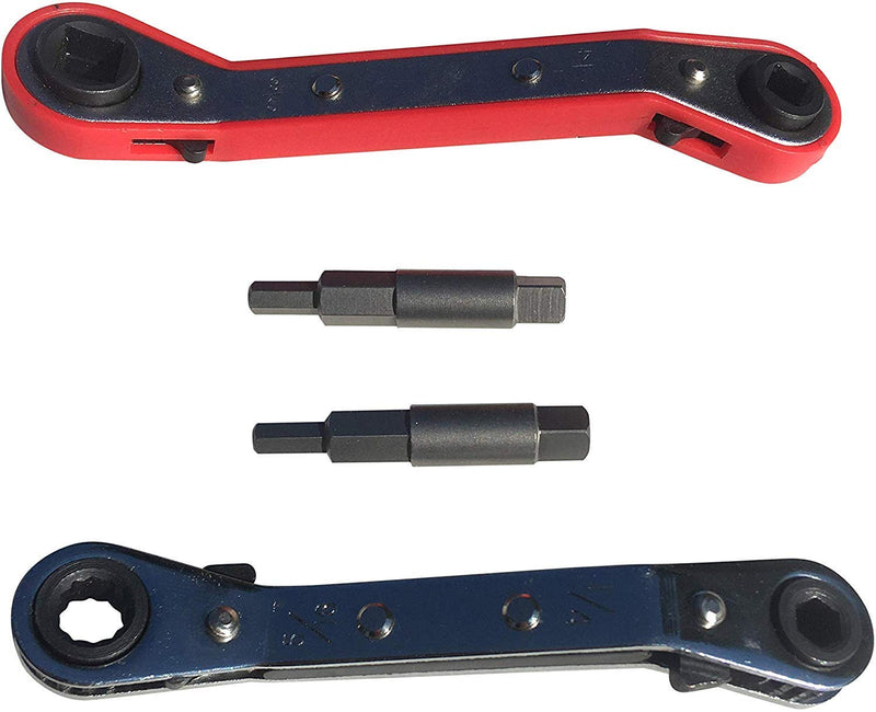 Refrigeration Tool Set - Service Wrench - 5/16 x 1/4 Ratchet Box End - Air Conditioning Valve Hex Tool (2) - NewNest Australia