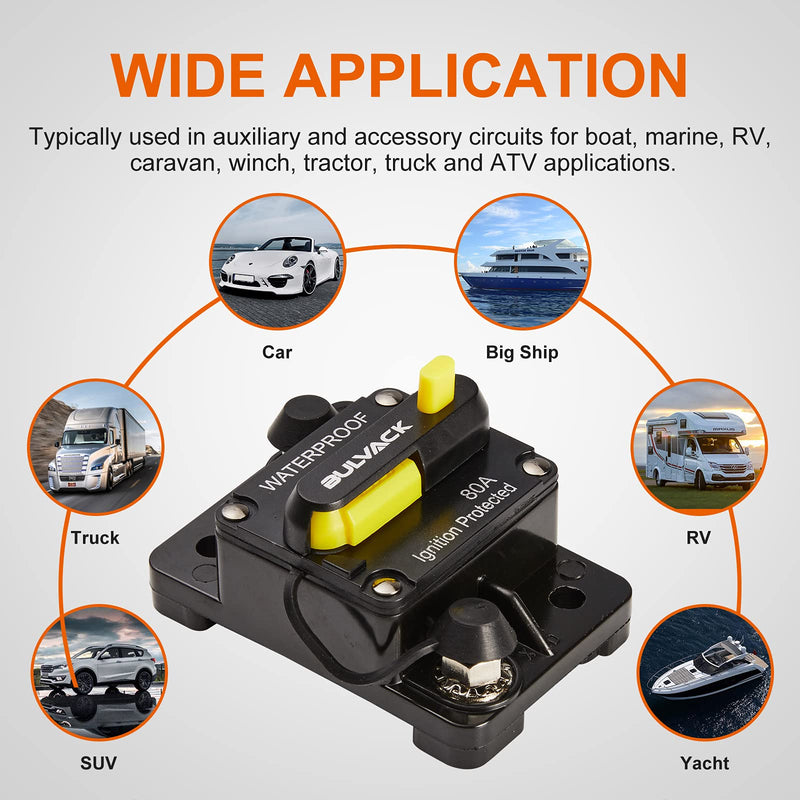 BULVACK 30 Amp Circuit Breaker with Manual Reset for Car Marine Trolling Motors Boat ATV Manual Power Protect for Audio System Fuse, 12V-36V DC, Waterproof 30Amp - NewNest Australia