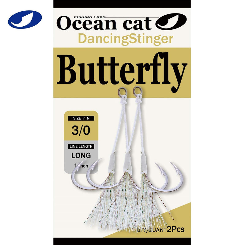 OCEAN CAT Butterfly Glow Assist Fishing Hooks Jigging Jigs Slow Fast Fall Hooks Stainless Steel Circle Hooks Size 2/0 3/0 4/0 5/0 6/0 White 6/0 (5Packs) - NewNest Australia