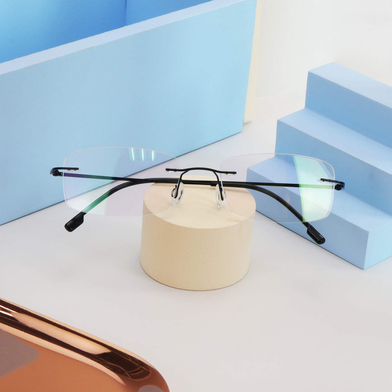 LifeArt Blue Light Blocking Glasses, Computer Reading Glasses, Anti Blue Rays, Reduce Eyestrain, Rimless Frame Tinted Lens with diamond, Stylish for Men and Wowen (Black, No Magnification) 01_858_black 0.0 x - NewNest Australia