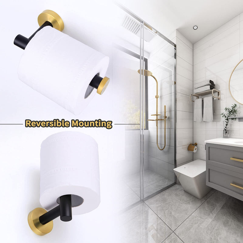 Toilet Paper Holder Black & Gold, Angle Simple Stainless Steel Bathroom Tissue Hanger, Lavatory Paper Roll Dispenser Wall Mount - NewNest Australia