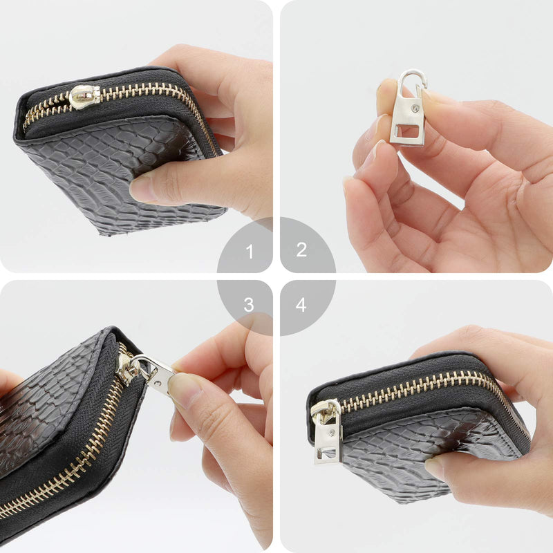 Zipper Pull Replacement, FENGWANGLI 8 Pieces Detachable Zipper Pull Tab Repair Kit for Luggage Clothing Jackets Backpacks Boots Purse Coat, 4 Colors(Silver, Black, Steel and Gold) Rectangle Zipper Pull - NewNest Australia