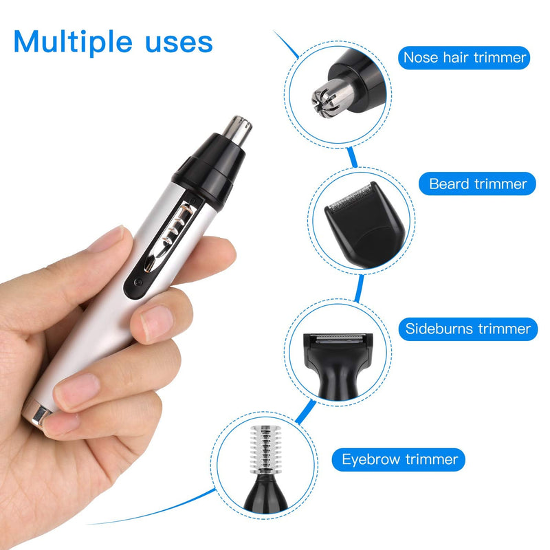QKURT USB Nose Hair Trimmer, 4 in 1 Ear Nose Hair Trimmer New Design Safely Painless Personal Trimmer Grooming Kit for Men and Women, Waterproof Beard and Nose Trimmer for Easy to Clean - NewNest Australia