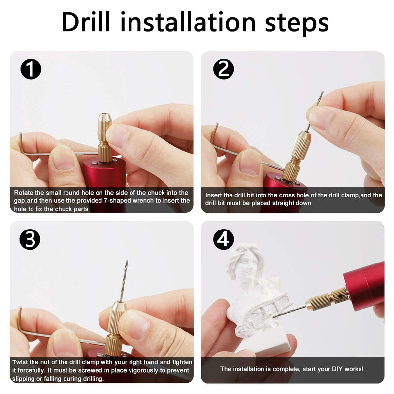 Electric Resin Drill Set,Pin Vise for Resin Molds Jewelry Casting, YASPIT Anti-Skid Drill Press Vise, 210 PCS Keychain making Supplies, Precision Hand Drill Kit for DIY Resin Keychains Jewelry Making - NewNest Australia