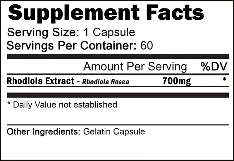 VH Nutrition | Rhodiola Rosea Supplement | 700 mg Rhodiola Extract Capsules | Adrenal Support and Cortisol Manager | 60 Day Supply - NewNest Australia