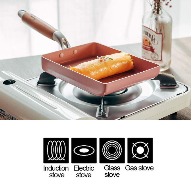 ROCKURWOK Japanese Omelette Pan Nonstick Tamagoyaki Egg Pan, Retangle Small Frying Pan, 7” x 5”, Pink - NewNest Australia