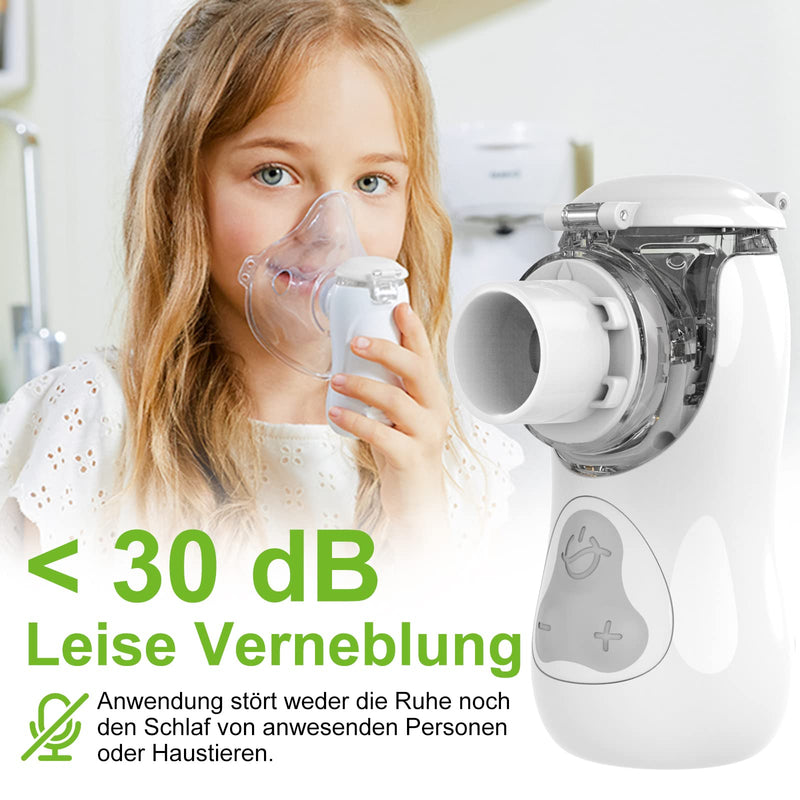 Feellife Inhaler For Kids & Adults - Quiet Inhaler For Babies - Portable, Lightweight & Effective For Respiratory Diseases - Adjustable Spray Mist, 2 Atomiser Membrane Included (White) - NewNest Australia