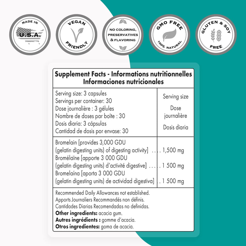 Bromelain 500 Mg/1000 Gdu - Anti-Inflammatory Enzyme - Supports The Immune System - Helps With Digestion And Regeneration - In Drcaps Capsules - Suitable For Vegans - From Supersmart - NewNest Australia