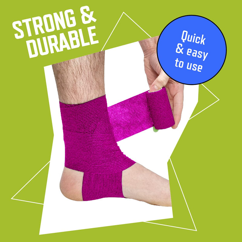Inksafe Assorted Colours Self Adherent Cohesive Bandages 7.5cm x 4.5m Box of 12 - Uses Include Vet Wrap, Tape for Human Wrist and Ankle Sprains and Sports Injuries - NewNest Australia