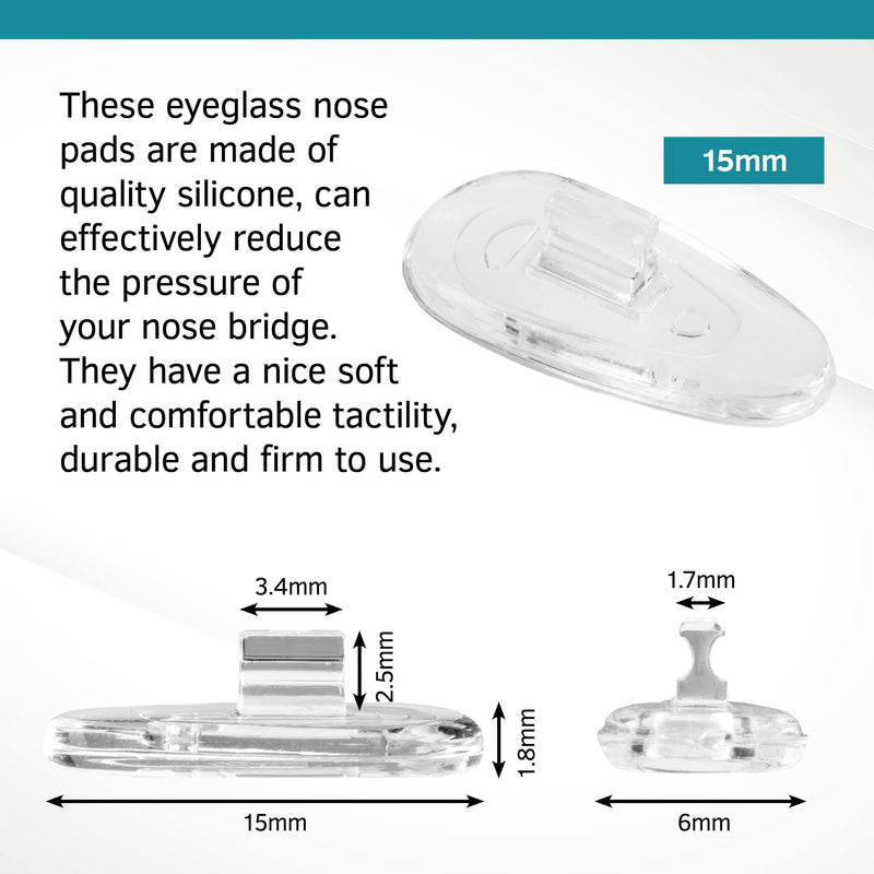 Glasses Nose Pads Push-In Silicone Teardrop Shape Pack of 10 Pairs 15mm by Sports World Vision 10 Pairs 15mm Push Fit - NewNest Australia