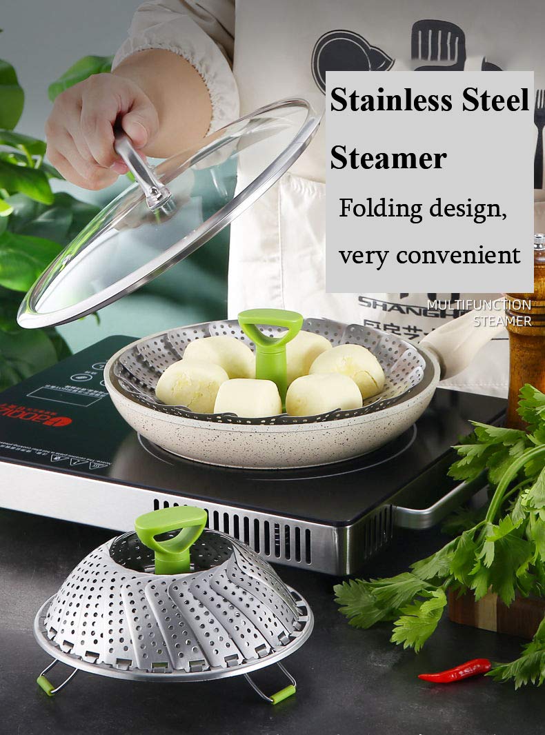 Vegetable Steamer Basket, Stainless Steel Folding Steamer Basket Insert for Veggie Fish Seafood Cooking, Expandable to Fit Various Size Pot (5.1" to 9") ZG -Small - NewNest Australia