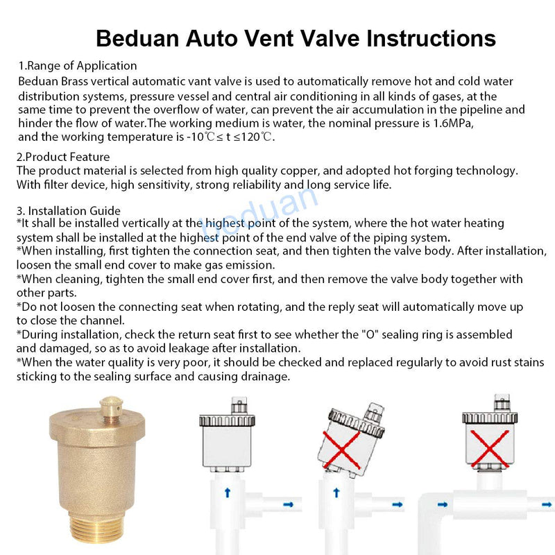 Beduan Brass 10500-VE Automatic Float Valve, 1" Male Thread Air Release Valve Air Bleeder Valve Vent Valve - NewNest Australia
