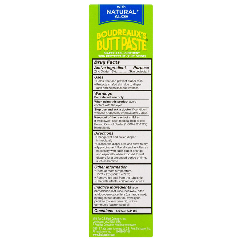 Boudreaux's Butt Paste Diaper Rash Ointment, With Natural Aloe, 4 Oz 4 oz - Pack of 1 - NewNest Australia