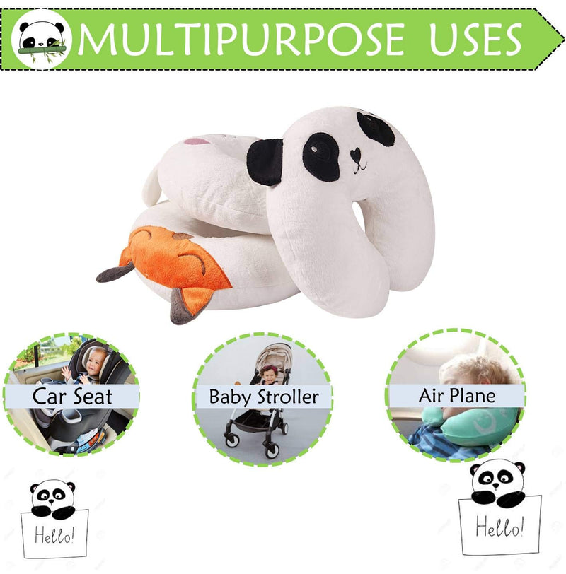 Cute Neck Travel Pillow for Kids, Support Kid's Head, Chin While Sleeping at Car Seat, Stroller, Airplane, Bus Travelling, Soft U Shaped Animal Neck Support Pillow for Toddlers, Panda - NewNest Australia