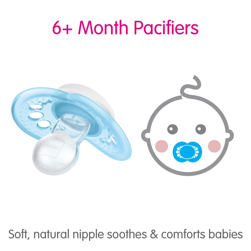 MAM Original Day & Night Baby Pacifier, Nipple Shape Helps Promote Healthy Oral Development, Glows in The Dark, 3 Pack, 6-16 Months, Boy - NewNest Australia