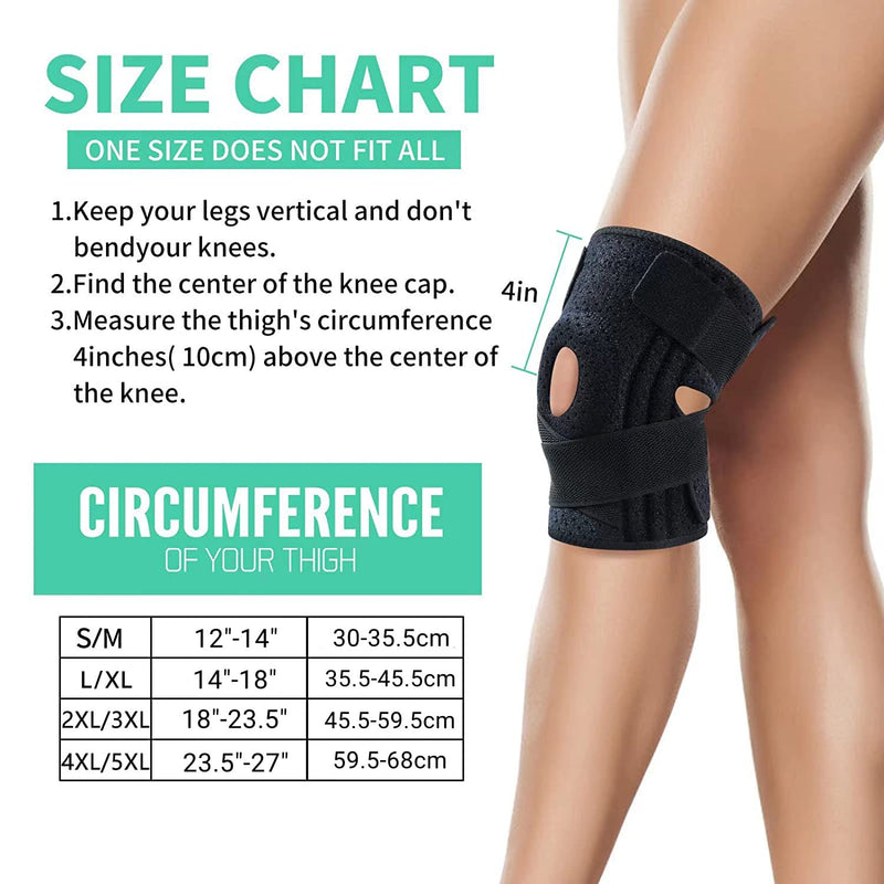 ABYON Adjustable Knee Brace with Side Stabilizers and Patella Gel Pads for Men Women Knee Pain Meniscus Tear Arthritis Joint Pain (4XL/5XL) - NewNest Australia