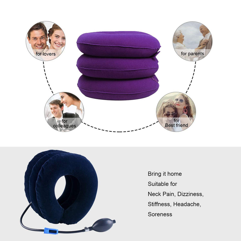 Cervical Neck Traction Device Inflatable Neck Stretcher, Easy to Use for Chronic Neck and Shoulder Pain Relief, Neck Cervical Brace Collar Pillow for HOM Blue - NewNest Australia