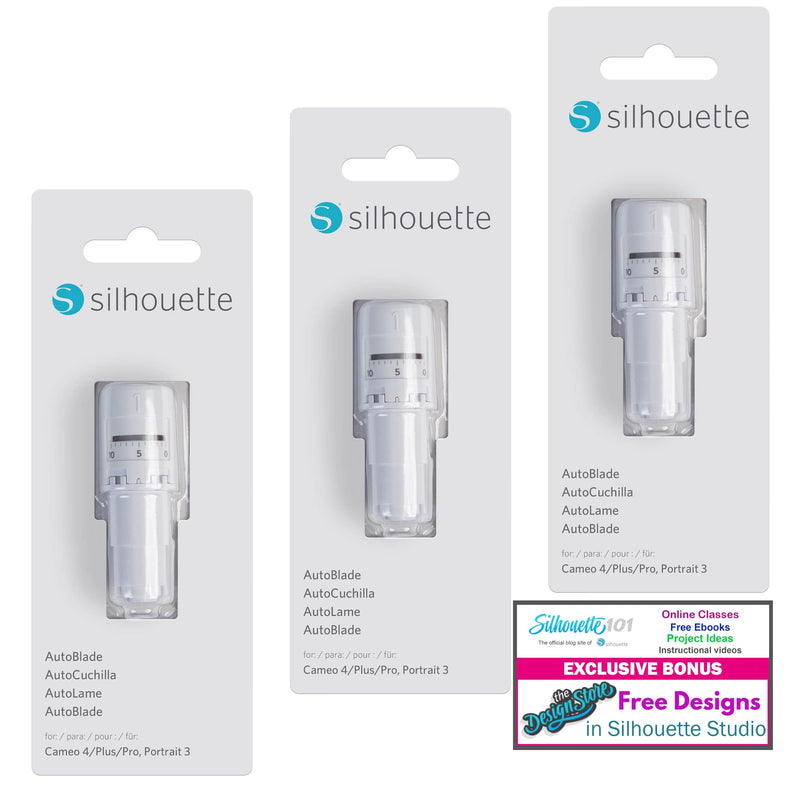 Silhouette AutoBlade New Design- Pack of 3 Blades for Use with Cameo 4 with 50 Bonus Designs - NewNest Australia