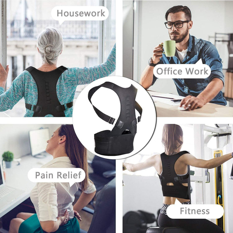 Ducomi Royal Adjustable Magnetic Shoulder Strap Posture Corrector for Men and Women, Posture Corrector with 12 Magnets 800 Gauss (Black, M) - NewNest Australia