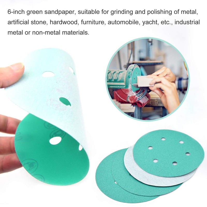 20PCS 6 Inch Sanding Discs Hook and Loop 1000 Grit 6 Hole Green Premium Film-Backed Sanding Paper Dustless Power Random Orbital Sander Sandpaper for Woodworking Auto Wet Dry Polishing Finishing 1000 Grit-20pcs - NewNest Australia