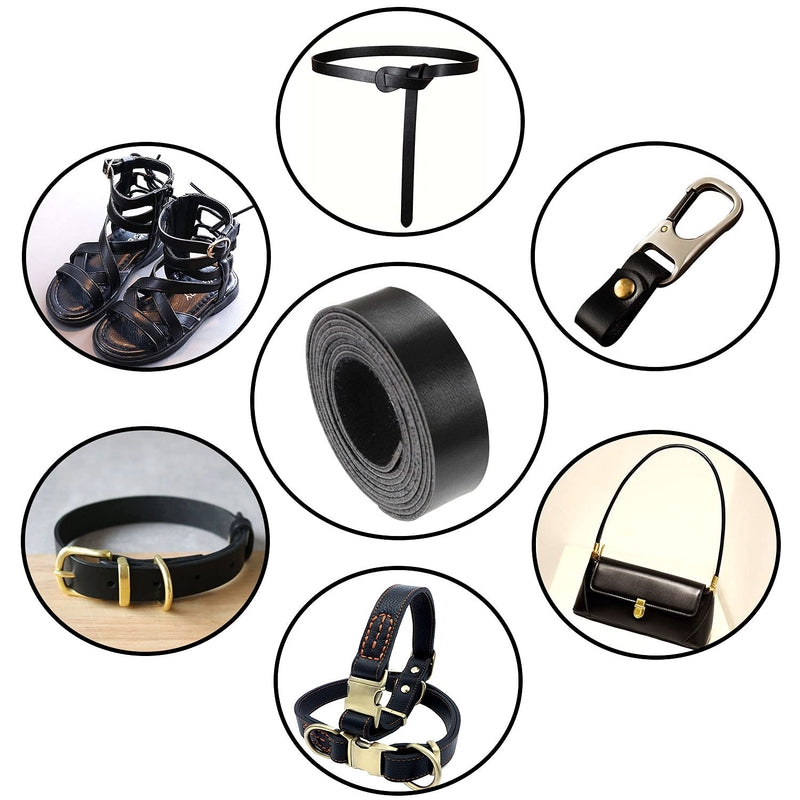 Picheng Black Leather Strap 1 Inch Wide 72 Inches Long, Leather Belt Strips Very Suitable for Pet Collars, Traction Ropes,Belts, Keychains, Leather Watch Straps DIY Craft Projects (Black) - NewNest Australia