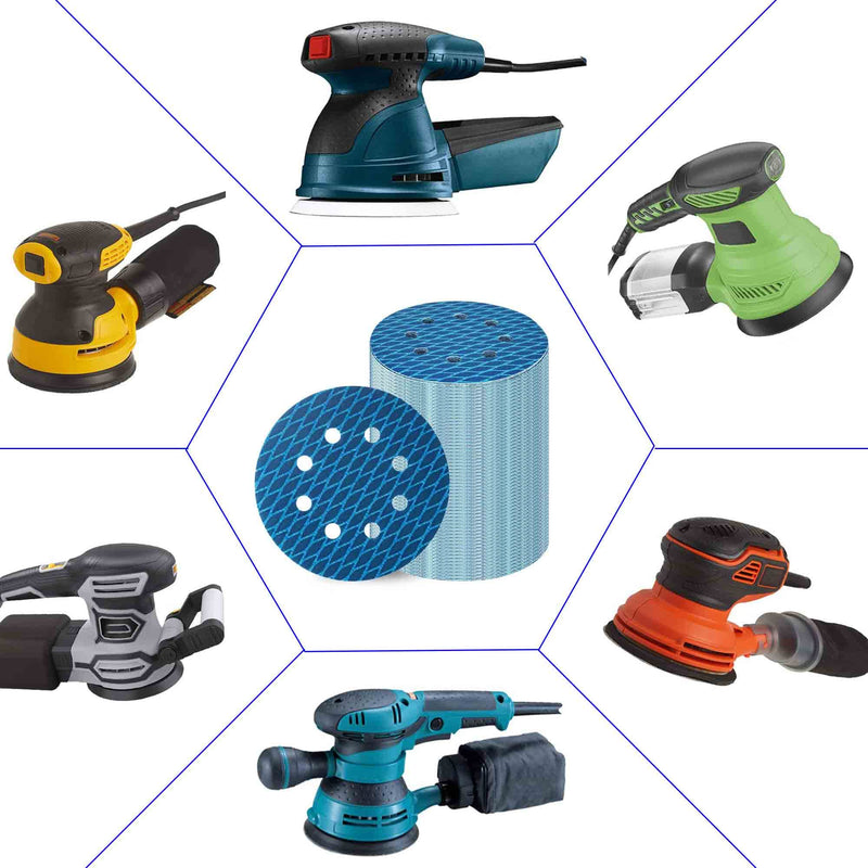 Orbital Sander Sandpaper 5 Inch 8 Hole Sanding Disc Hook and Loop Pads Sand Paper 320 Grit for Wood 70 PCS Blue Aluminum Oxide Anti Blocking Rhombus Sanding Discs 5 inch 320 grit - NewNest Australia