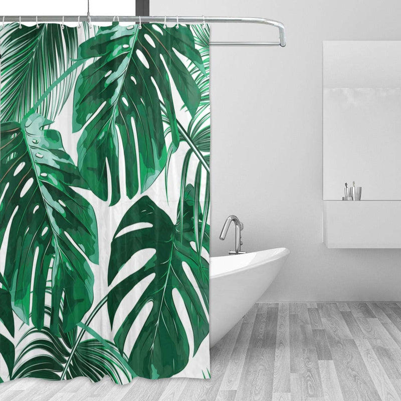 ZOEO Palm Tree Shower Curtain for Bathroom Green Tropical Hawaii Fabric Shower Curtain Set Jungle Leaves Backdrop 12 Hooks Waterproof Polyester Washable for Old Bathroom 72x72 inch - NewNest Australia