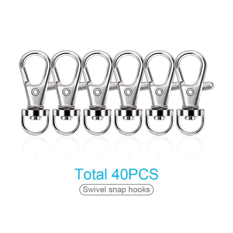 160PCS Swivel Snap Hook with Key Chain Rings Set- 40PCS Swivel Lobster Clasp, 40PCS Key Rings with Chain, 40pcs Jump Rings and 40pcs Screw Eye Pins for Keychain Lanyard, Crafts and Jewelry Making - NewNest Australia